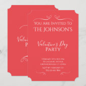 Modern Pink Red Valentines Day Party Invitation Kaart (Voorkant / Achterkant)