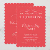 Modern Pink Red Valentines Day Party Invitation Kaart (Voorkant / Achterkant)