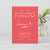 Modern Pink Red Valentines Day Party Invitation Kaart (Staand voorkant)