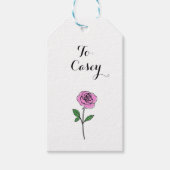 Modern Pink Rose Custom Name Cadeaulabel (Voorkant)