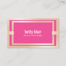 Modern Pink Rose Gold Beauty en Mode Blogger Visitekaartje