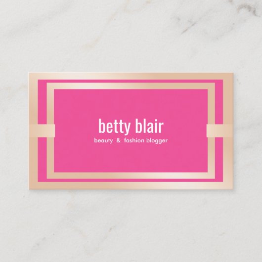 Modern Pink Rose Gold Beauty en Mode Blogger Visitekaartje (Voorkant)