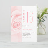 Modern Pink Rose Sweet 16 Verjaardagsfeest Kaart (Staand voorkant)