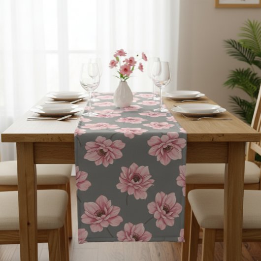 Modern Pink Rose Table Runner Lange Tafelloper