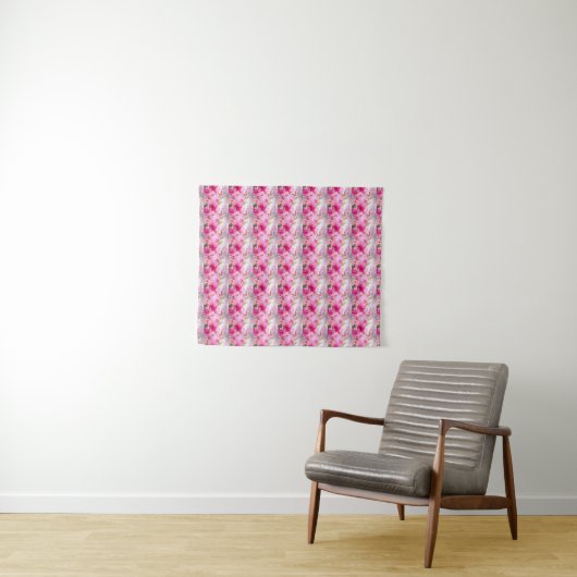 MODERN PINK ROSE TAPESTRY WANDKLEED (In Situ (horizontaal))