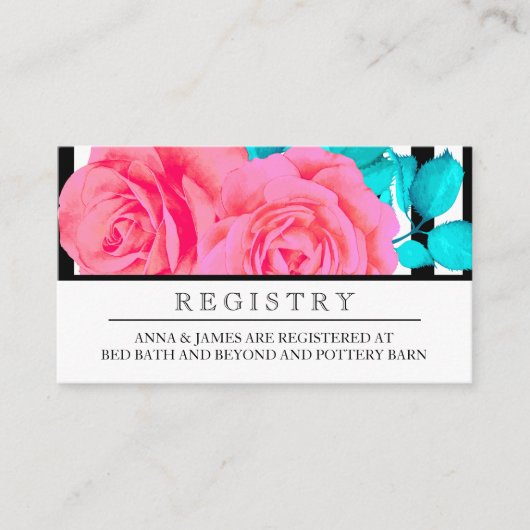 Modern Pink Rose Wedding Registry Kaart (Voorkant)