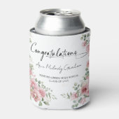 Modern Pink Roses Congratulations Graduation Blikjeskoeler (Blikje Voorkant)