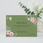 Modern Pink Roses Details Graduation Informatiekaartje (Staand voorkant)