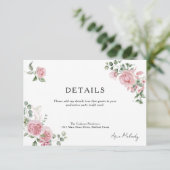 Modern Pink Roses Details Graduation Informatiekaartje (Staand voorkant)