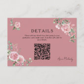 Modern Pink Roses QR-code Details Graduation Informatiekaartje (Voorkant)