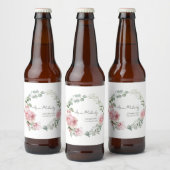 Modern Pink Roses Script Class of Graduation Bier Etiket (Flessen)