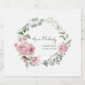 Modern Pink Roses Script Class of Graduation Bier Etiket (Enkel label)