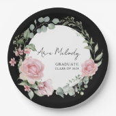 Modern Pink Roses Script Class of Graduation Papieren Bordje (Voorkant)