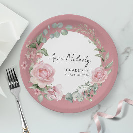 Modern Pink Roses Script Class of Graduation Papieren Bordje