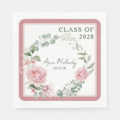 Modern Pink Roses Script Class of Graduation Servet (Voorkant)