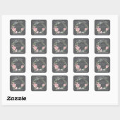 Modern Pink Roses Script Class of Graduation Vierkante Sticker (Vel)