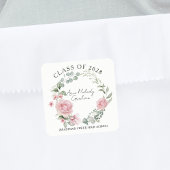 Modern Pink Roses Script Class of Graduation Vierkante Sticker