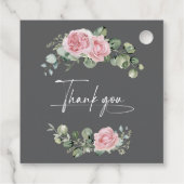 Modern Pink Roses Script Graduation Bedankjes Labels (Achterkant)
