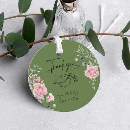 Modern Pink Roses Script Graduation Bedankjes Labels