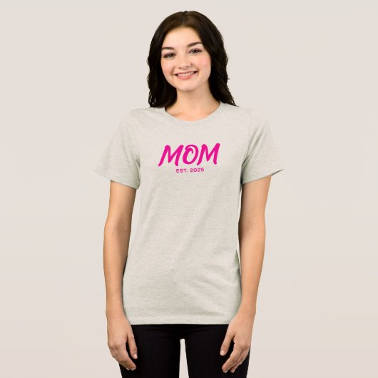 Modern Pink Script Established Mom  Tri-Blend Shirt (Voorkant volledig)