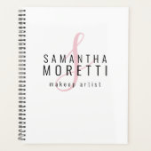 Modern Pink Script Make-up Artist Business Planner (Voorkant)