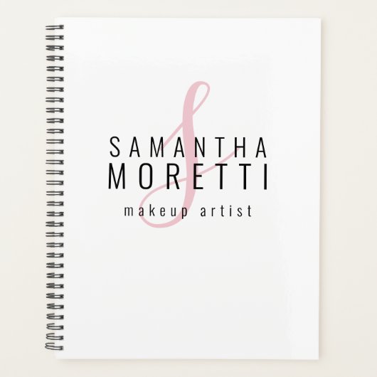 Modern Pink Script Make-up Artist Business Planner (Voorkant)