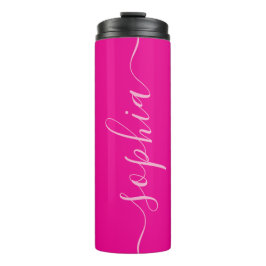 Modern Pink Script Name Thermal Tumbler Thermosbeker