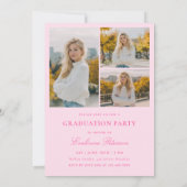 Modern Pink Script Photo Graduation Invitation Kaart (Achterkant)
