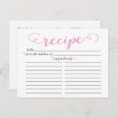 Modern Pink Script Vrijgezellenfeest Recept Kaarte Briefkaart (Voorkant / Achterkant)