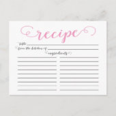 Modern Pink Script Vrijgezellenfeest Recept Kaarte Briefkaart (Voorkant)