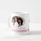 Modern Pink Season Greetings Script Photo Holiday Koffiemok (Voorkant links)