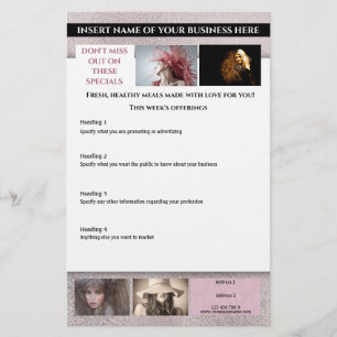 Modern pink shimmer designer 6 foto hair stylist flyer