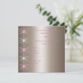 MODERN PINK & SILVER CRYSTAL VERLOVING INVITATIE KAART (Staand voorkant)