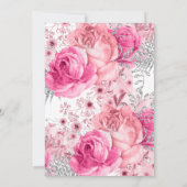 Modern Pink & Silver Floral Bridal Brunch Kaart (Achterkant)