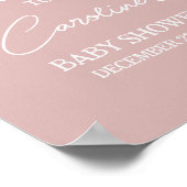 Modern Pink Snowflakes Baby shower Welkom Poster (Hoek)