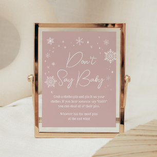Modern Pink Snowflakes Baby shower Zeg geen Baby Poster