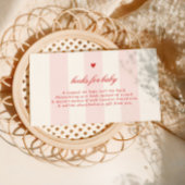 Modern Pink Stripe Heart Valentine Baby Shower Informatiekaartje