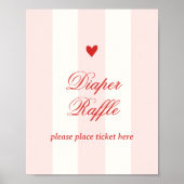Modern Pink Stripe Heart Valentine Raffle Poster (Voorkant)