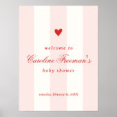 Modern Pink Stripe Heart Valentine Welcome Poster (Voorkant)