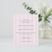 Modern Pink Stripes Elegant Budget Wedding Invite (Staand voorkant)