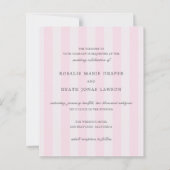 Modern Pink Stripes Elegant Budget Wedding Invite (Voorkant)