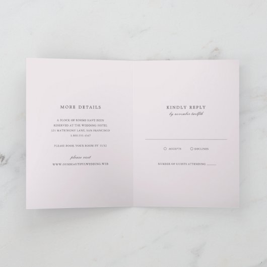 Modern Pink Stripes Elegant Wedding (Binnen)