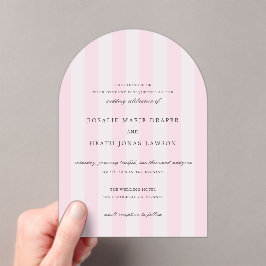 Modern Pink Stripes Elegant Wedding Acryl Uitnodigingen