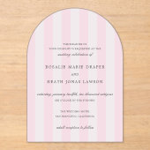 Modern Pink Stripes Elegant Wedding Acryl Uitnodigingen (Voorkant)