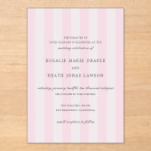 Modern Pink Stripes Elegant Wedding Acryl Uitnodigingen (Voorkant)