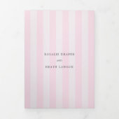 Modern Pink Stripes Elegant Wedding Drieluik Uitnodiging (Cover)