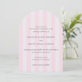 Modern Pink Stripes Elegant Wedding Kaart (Staand voorkant)