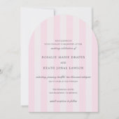 Modern Pink Stripes Elegant Wedding Kaart (Voorkant)