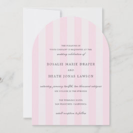 Modern Pink Stripes Elegant Wedding Kaart