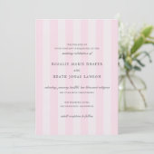 Modern Pink Stripes Elegant Wedding Kaart (Staand voorkant)